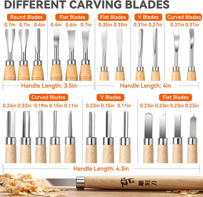 Set 24 Pzas Cuchillos y Cinceles de Madera Profesional
