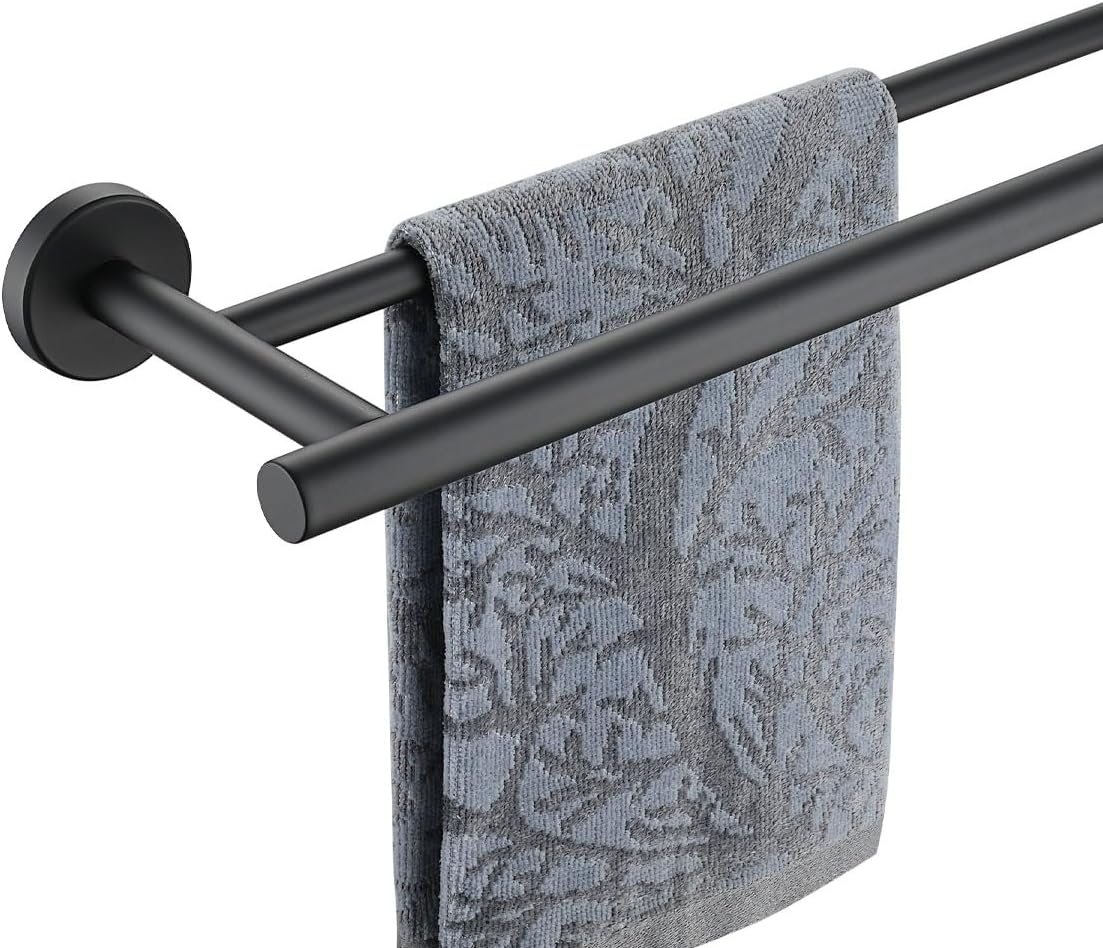 Toallero doble acero inox 304 19pulg negro mate