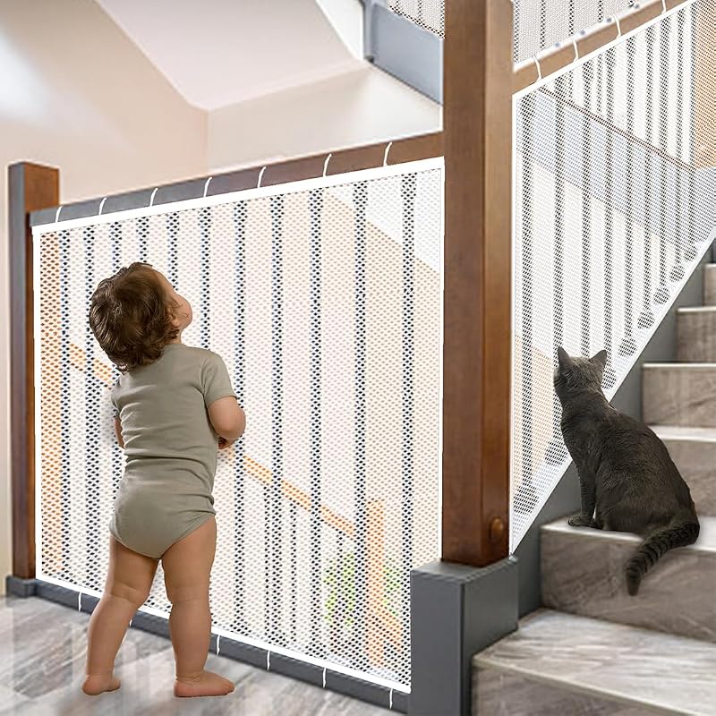 Puerta bebé escalera red seguridad 59x2.66 ft