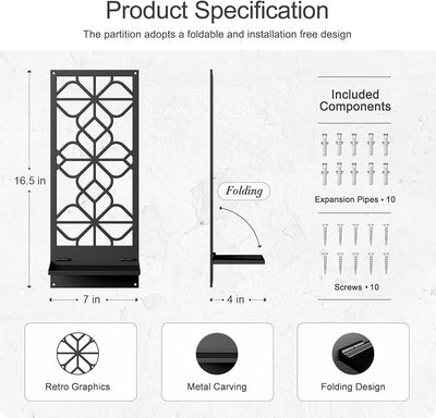 Set 2 portavelas pared metal negro estilo retro 16.5x7pulg