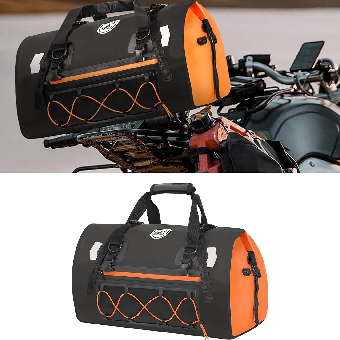 Bolsa lona 50L para motocicleta con bolsillo casco