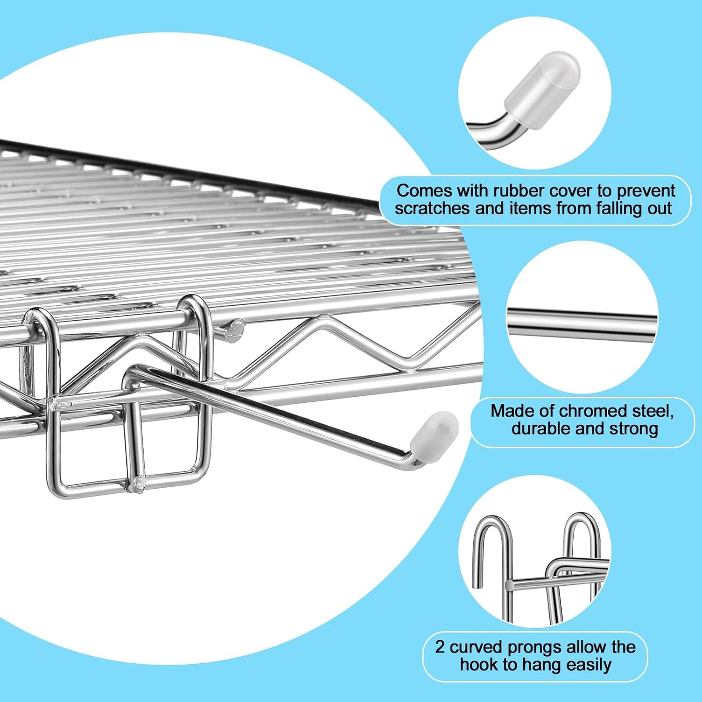 8 Ganchos Metal para Estantes Utensilios Cocina