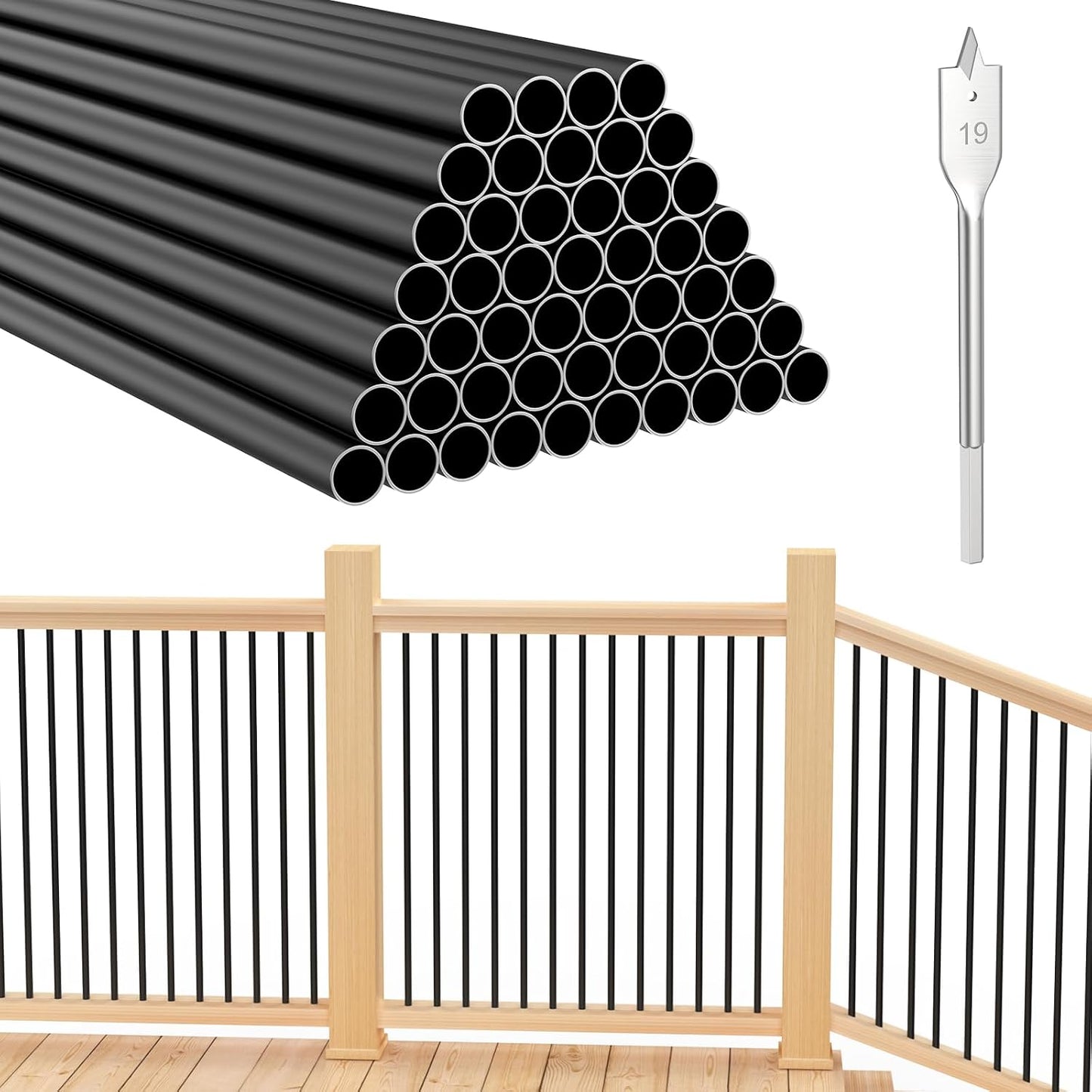 Balaustres cubierta 36pulg aluminio negro set 50