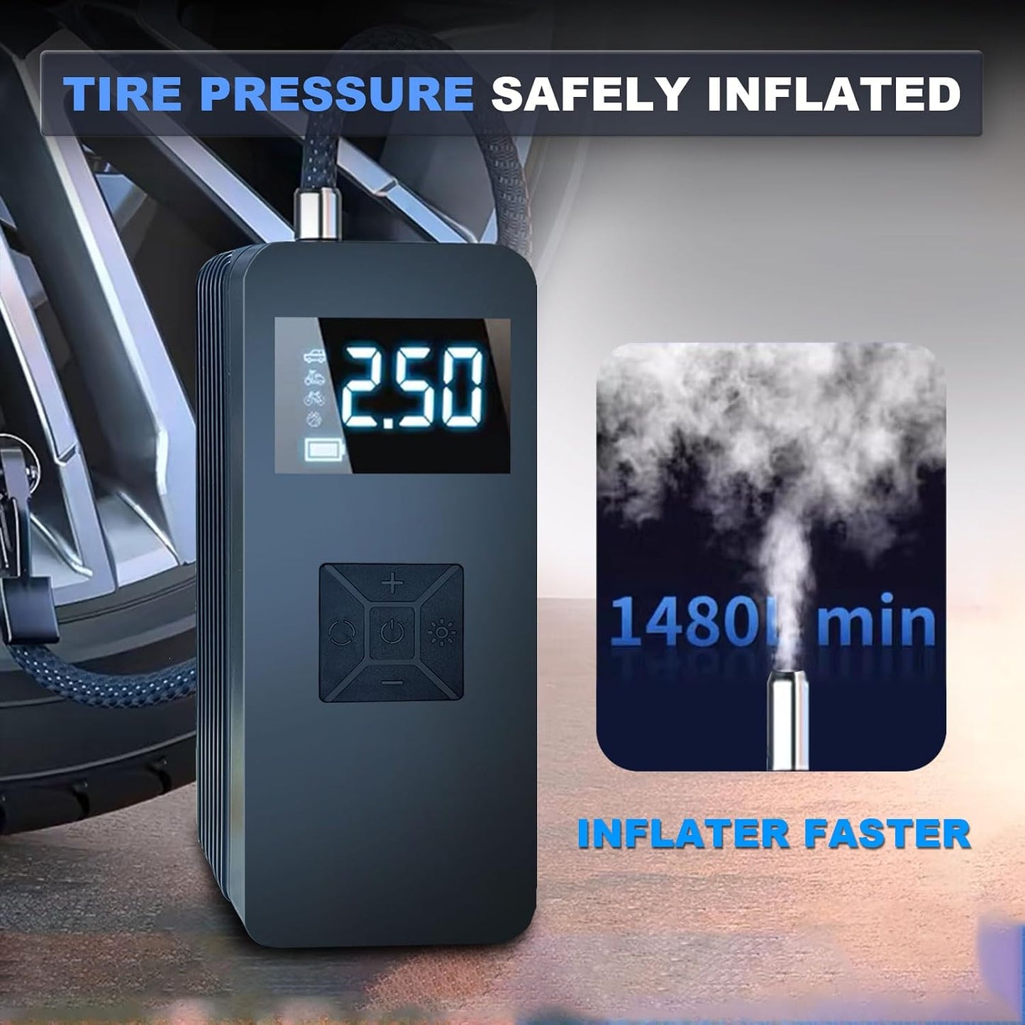 Inflador neumáticos compresor aire 150PSI con medidor