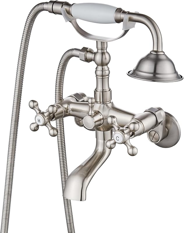 Grifo bañera pata garra ducha manija cruzada 6"
