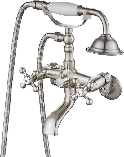 Grifo bañera pata garra ducha manija cruzada 6"