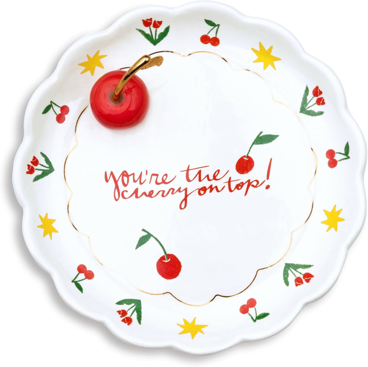 Bandeja decorativa para llaves y joyas con cereza