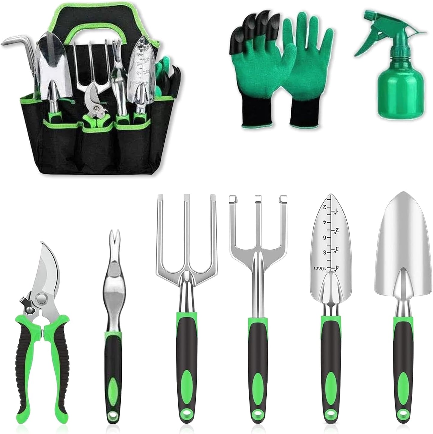 Set jardinería 9 herramientas ergonómicas con bolsa grande