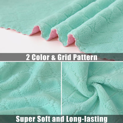 18 Pzas Paños Microfibra Coral 10x10pulg Verde Rosa