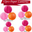 12 Faroles papel rosa intenso naranja colgantes fiesta boda