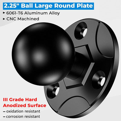 Base bola 2.25pulg placa aluminio compat RAM D