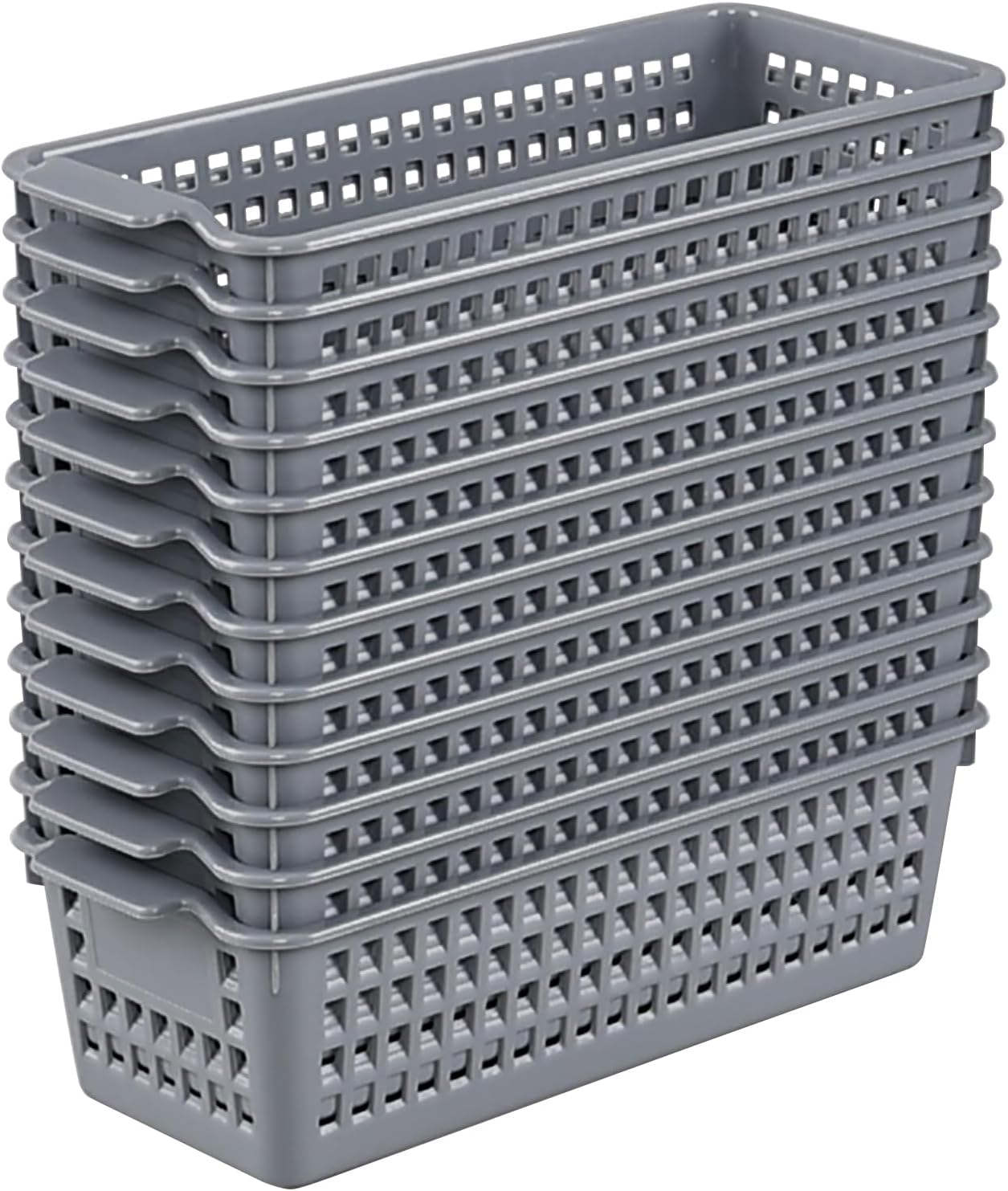 Cesta plástico gris organizadora estantes set 12