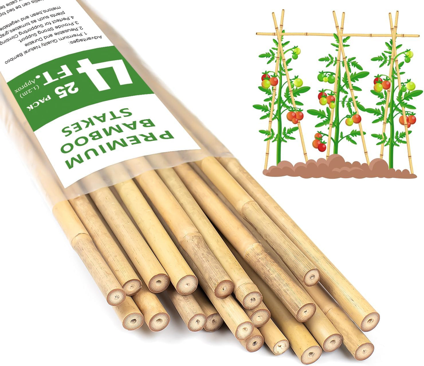 Estacas bambú 25 pzas para plantas jardín