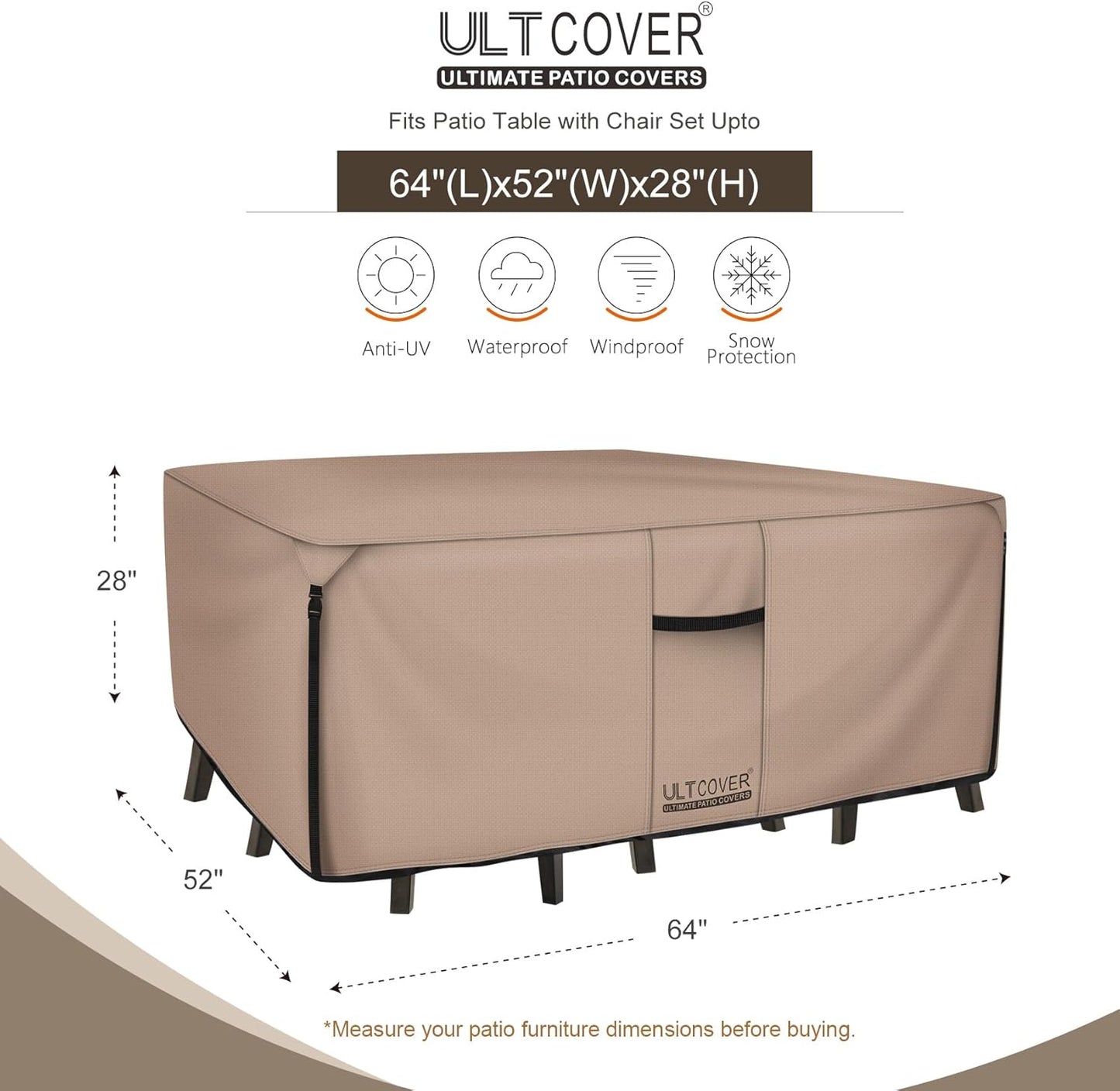 Funda lona 600D para muebles patio 64x52x28pulg