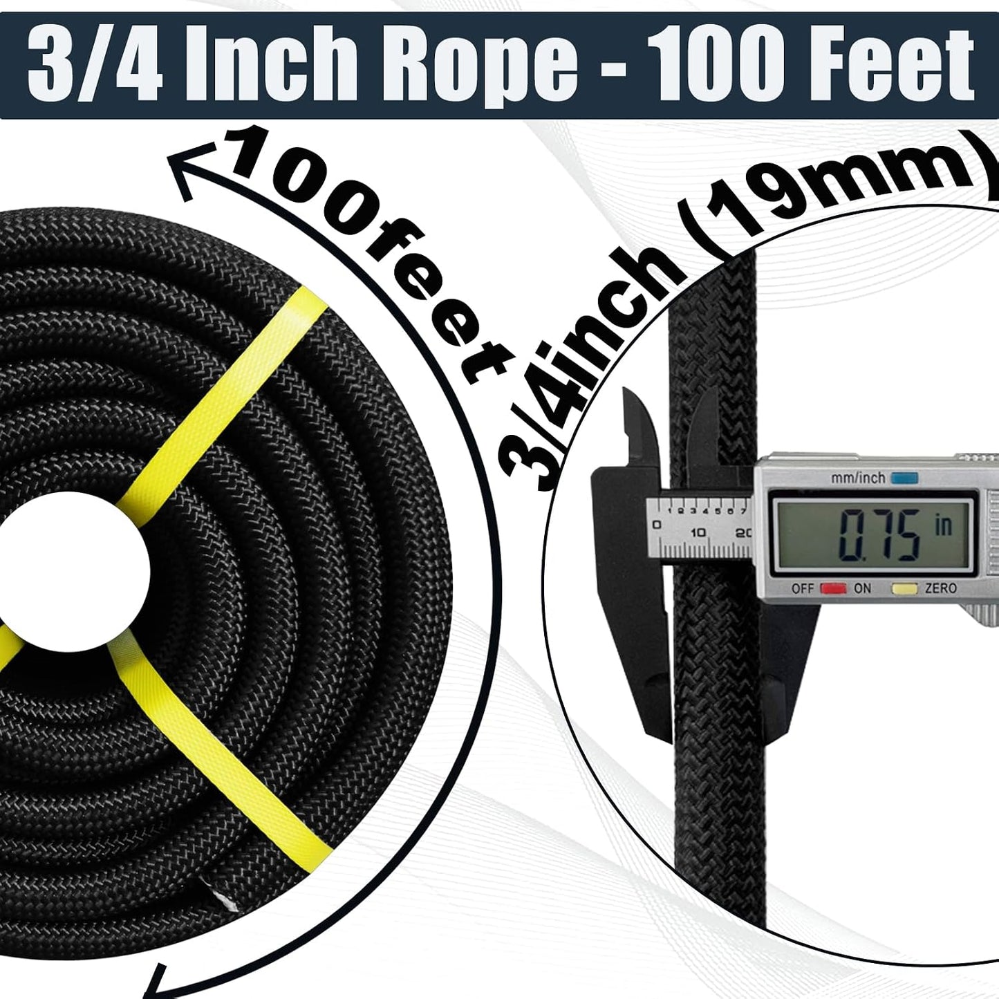 Cuerda tracción arbolista 3/4pulg 100ft poliéster