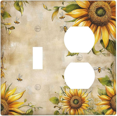 Placa interruptor vintage girasol amarillo floral dormitorio