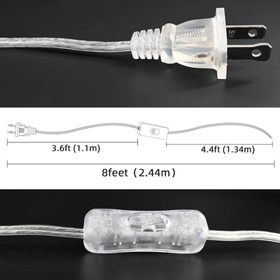 Cable lámpara transparente con interruptor 8ft plateado SPT-1