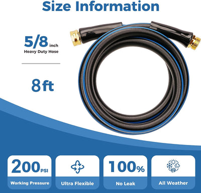 Manguera jardín 8ft x 5/8pulg sin fugas flexible