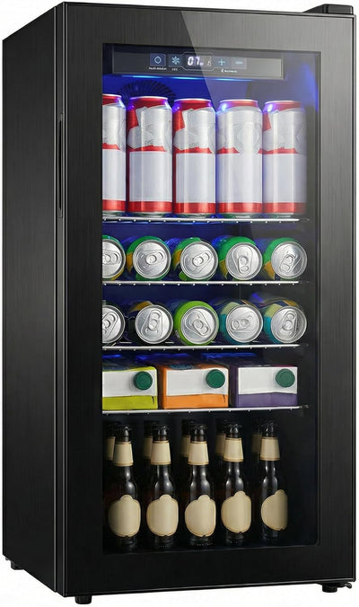 Mini refrigerador bebidas 160 latas puerta vidrio control temp