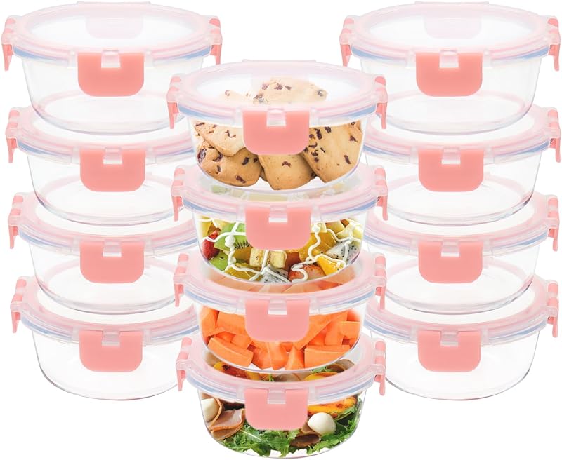 12 Recipientes Vidrio 13oz Tapas Herméticas Redondos
