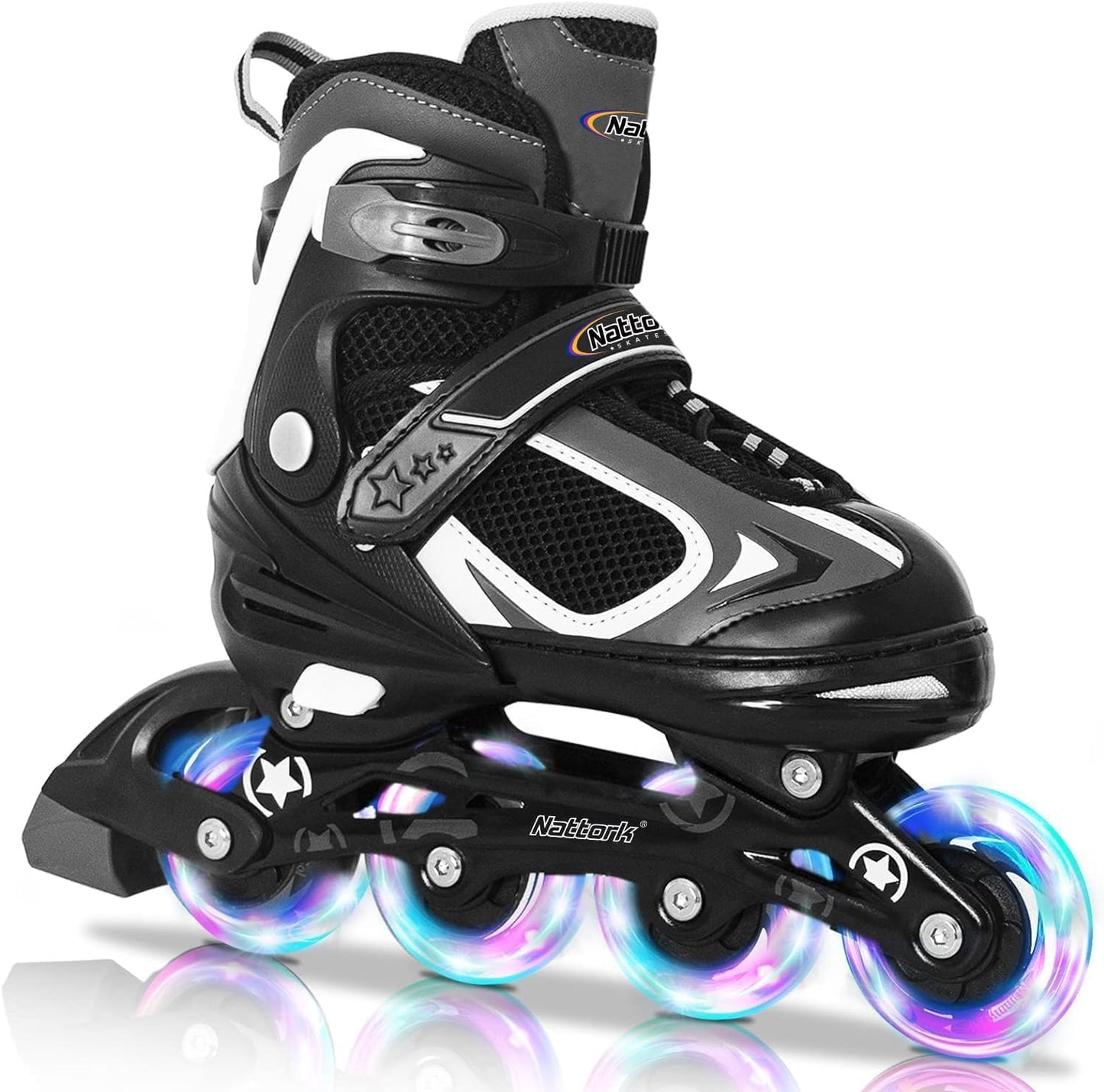 Patines para niños con rueda iluminada negros 5-8 años