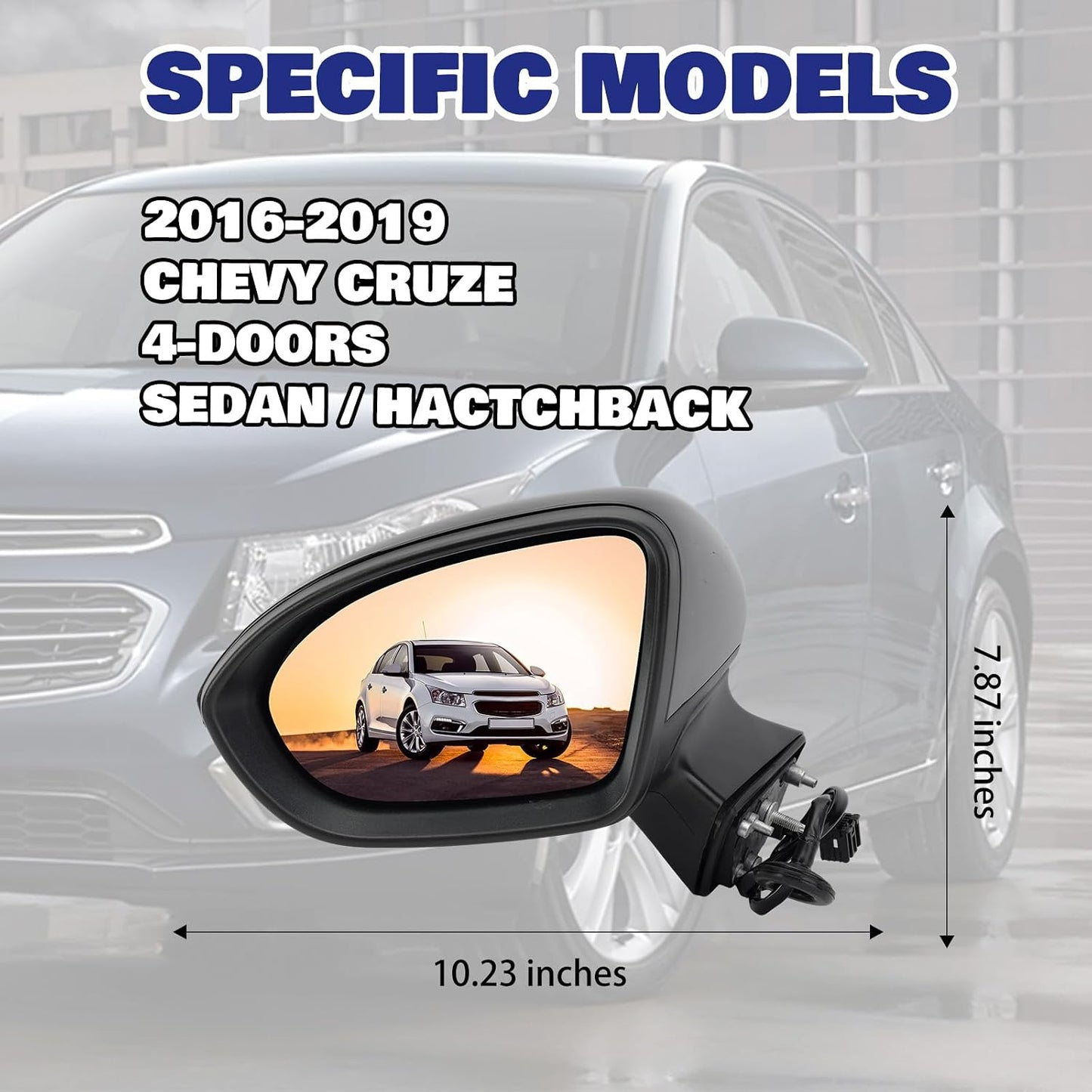 Espejo visión lateral Chevy Cruze 16-19 3pines negro
