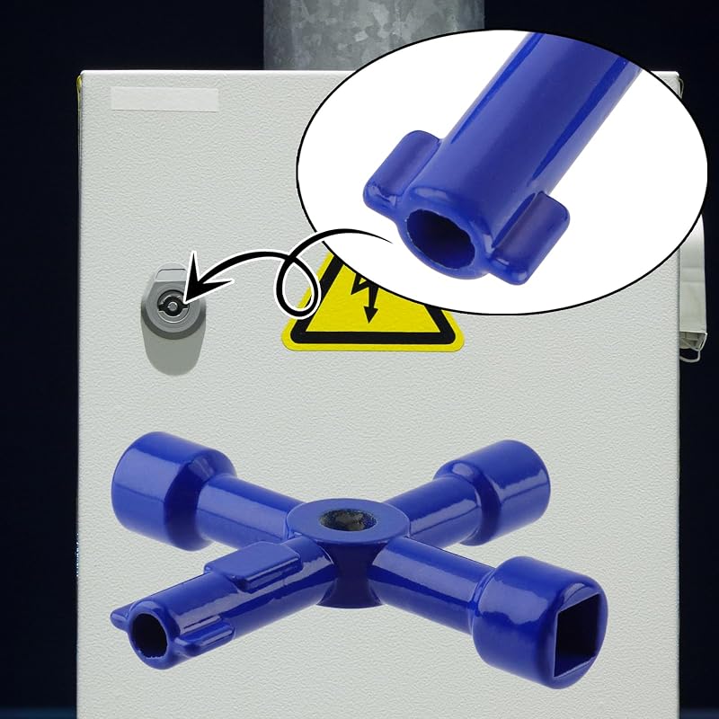 Llave 4 vías para gabinete eléctrico tren elevador 3 pzas azul
