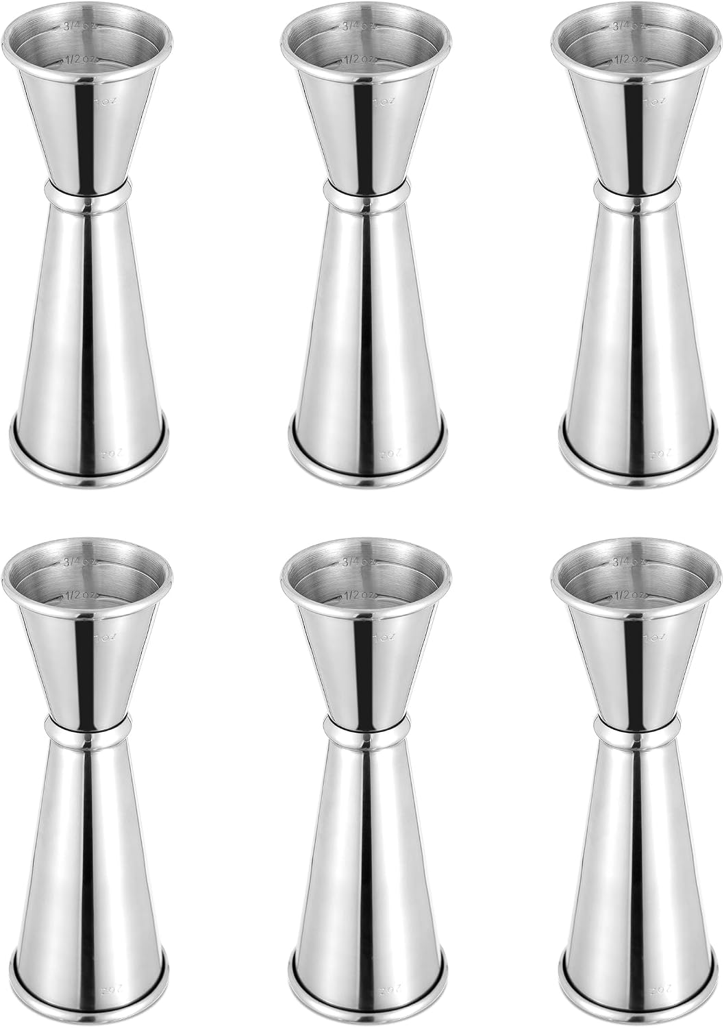 Medidor doble acero inox 1/2oz 6uds