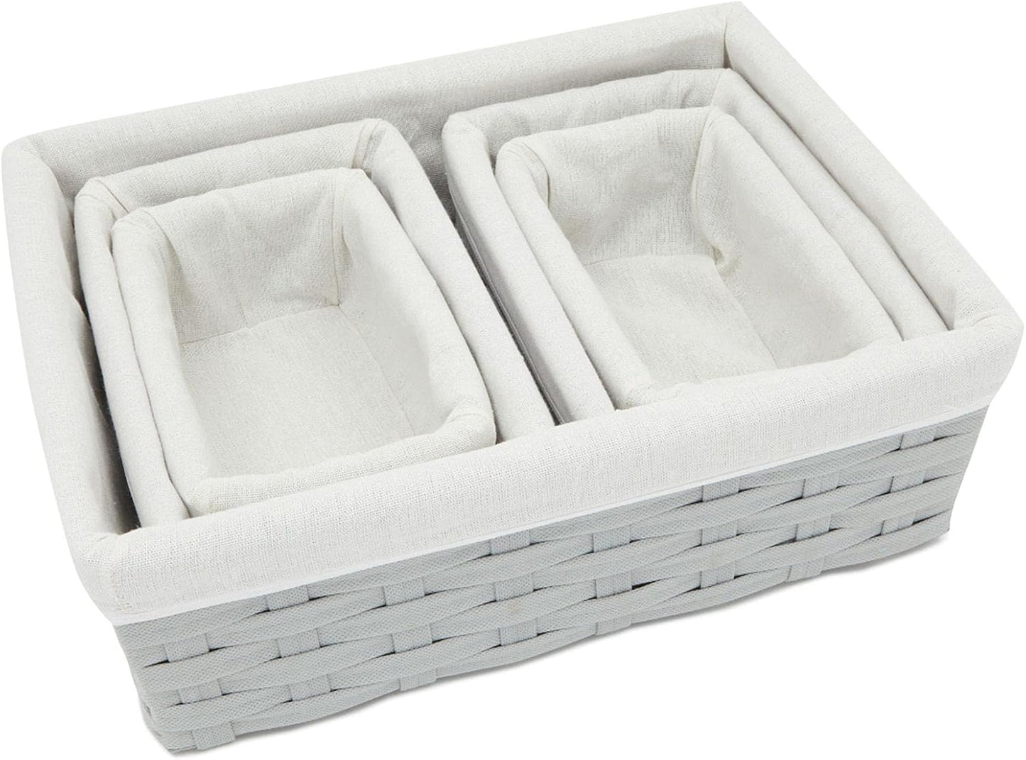 Cestas mimbre gris decorativas 5 pzas