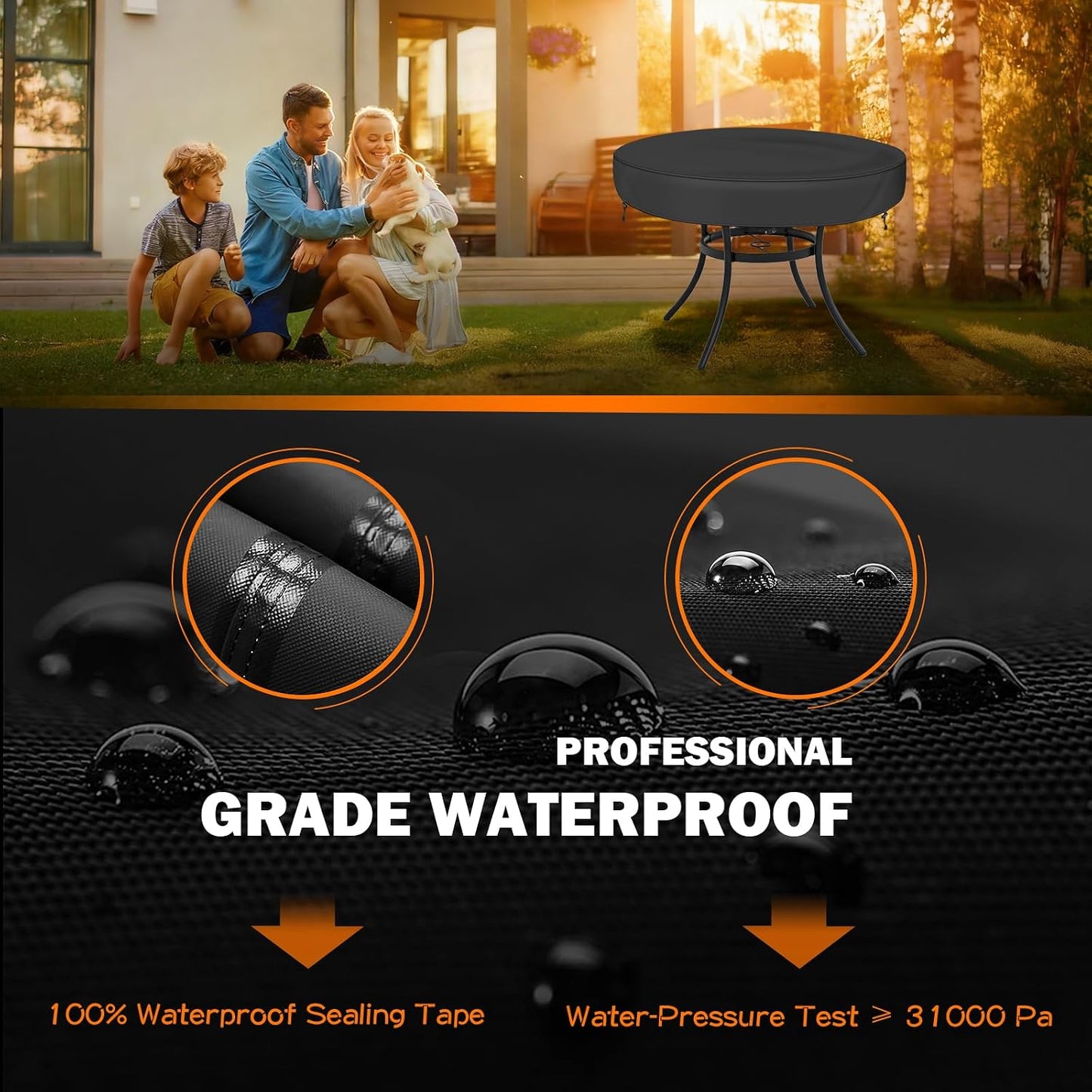 Funda redonda mesa patio impermeable anti-UV 26-28"