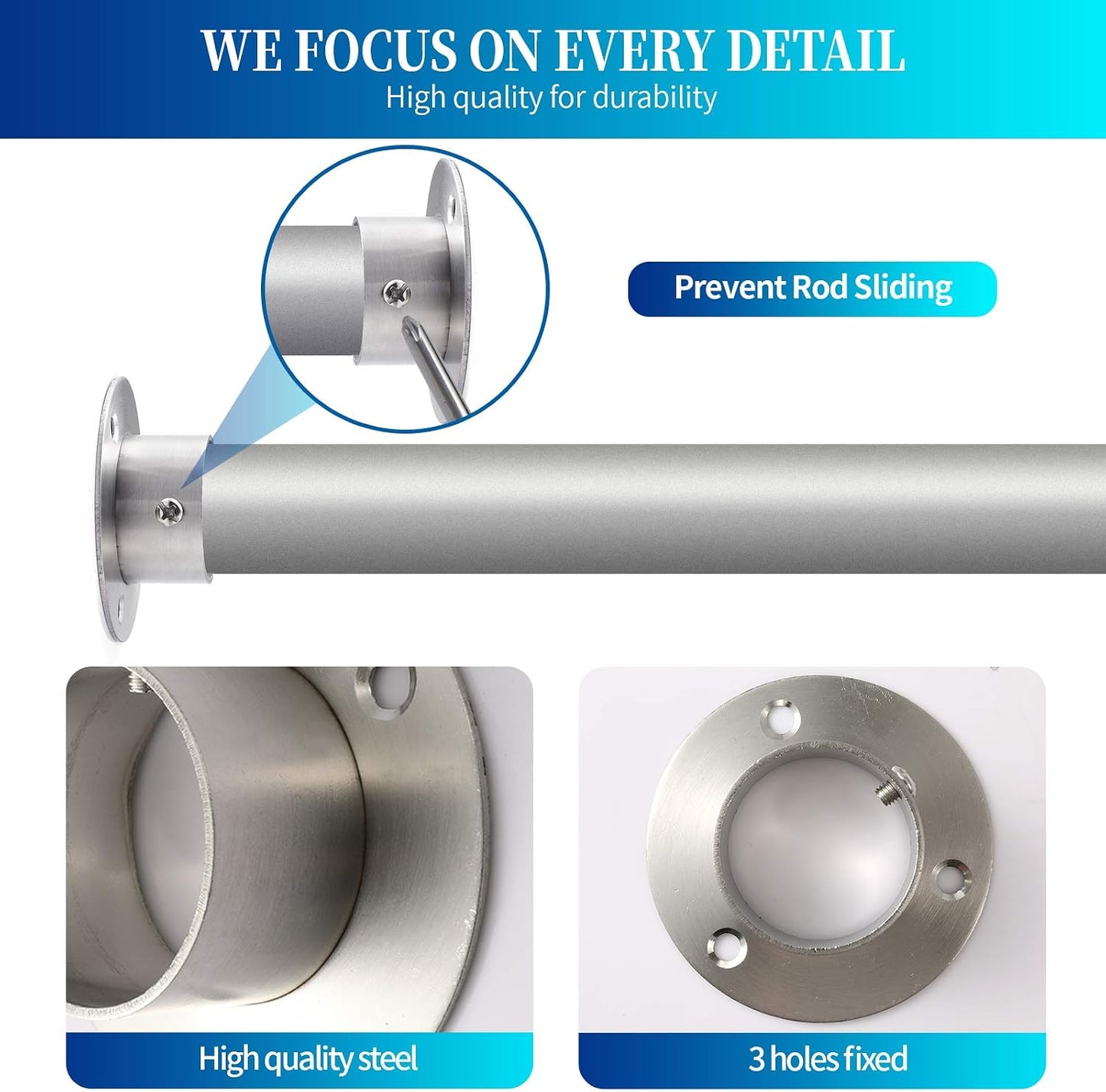 Soportes barra armario acero inox 1-1/2" plateado 4uds