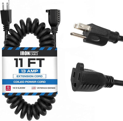 Cable extensión en espiral negro 11.5ft 15A resistente aceite