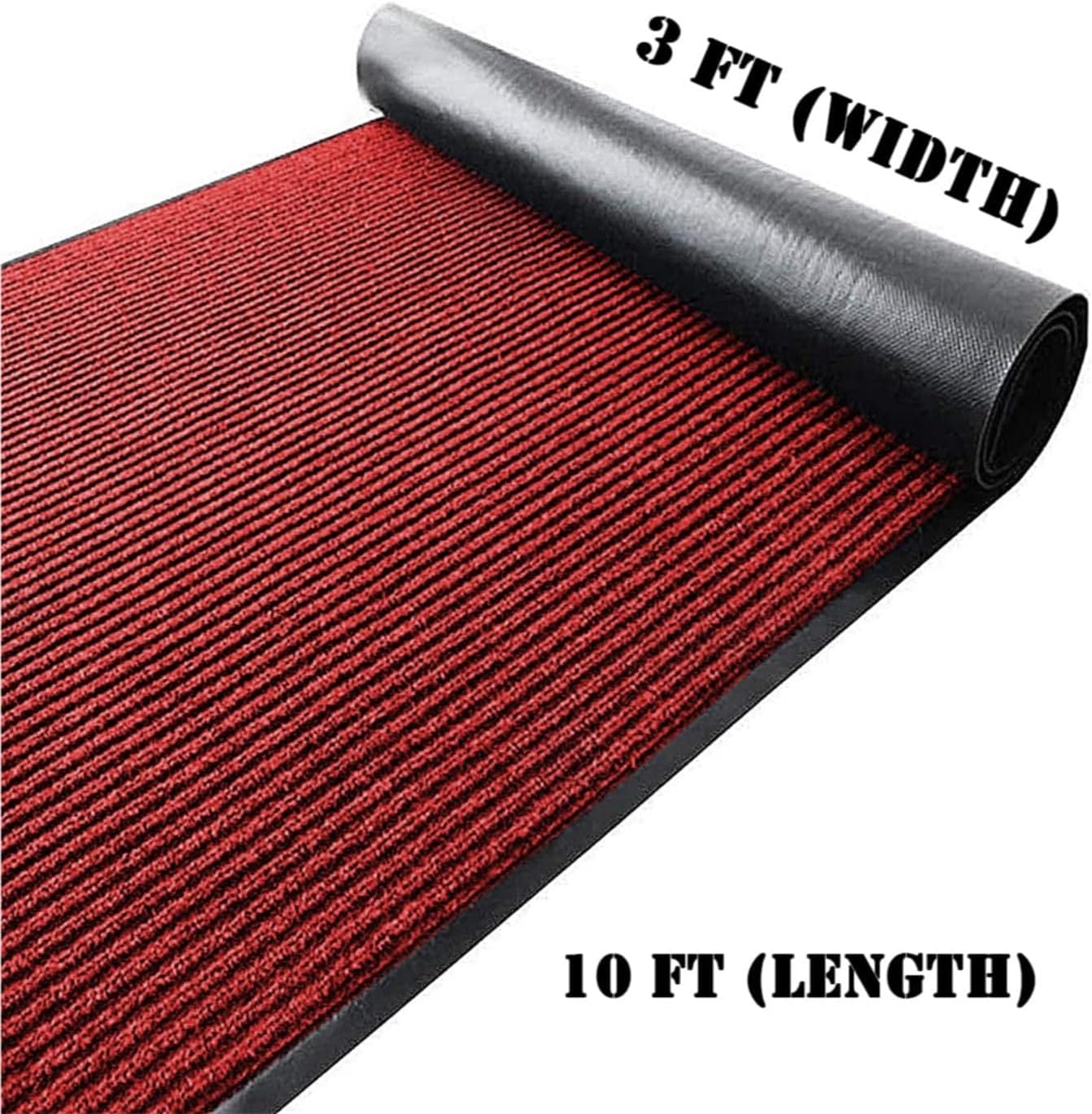 Alfombra pasillo 3x10ft antiderrap goma rojo