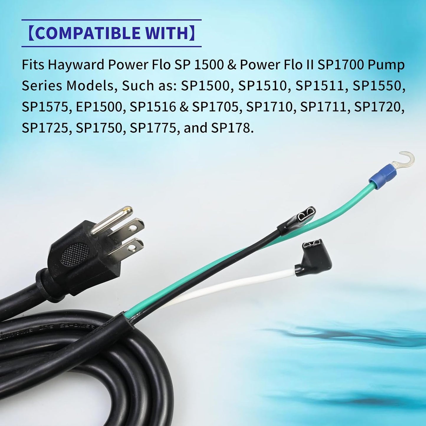 Cable alimentación bomba piscina 6ft 3 cables 14 AWG