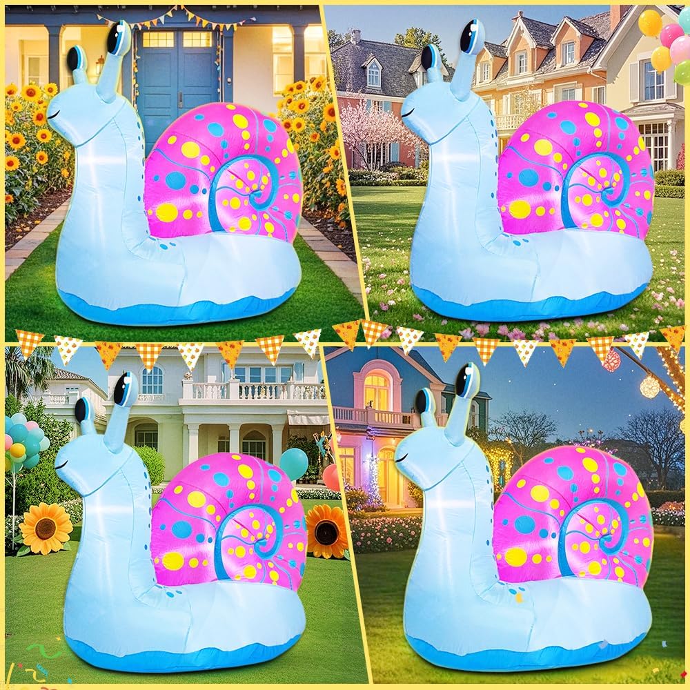 Decoración inflable caracol con luces LED para patio jardín