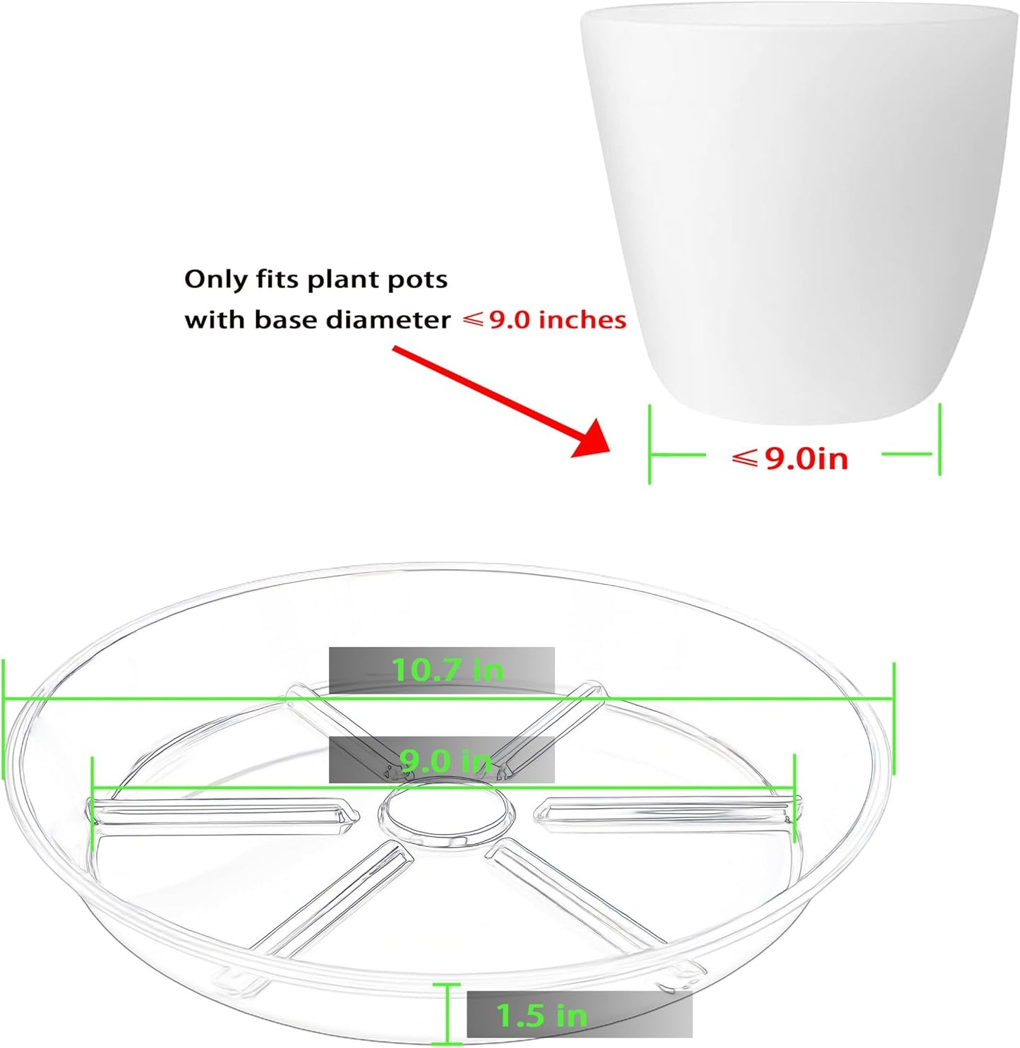 6 Pzas Platillos Plástico Redondo 10" para Plantas