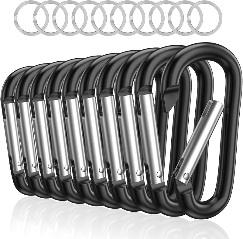 Mosquetón aluminio forma D tipo Caribeener juego 10