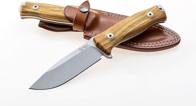 Cuchillo M5 hoja fija acero Sleipner mango madera G10 funda
