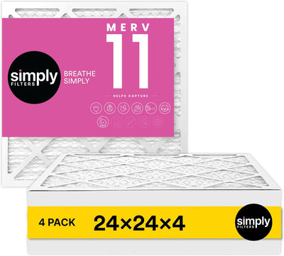 Filtro aire HVAC 24x24x4 MERV 11 4 Pzas Control Polvo Alergia