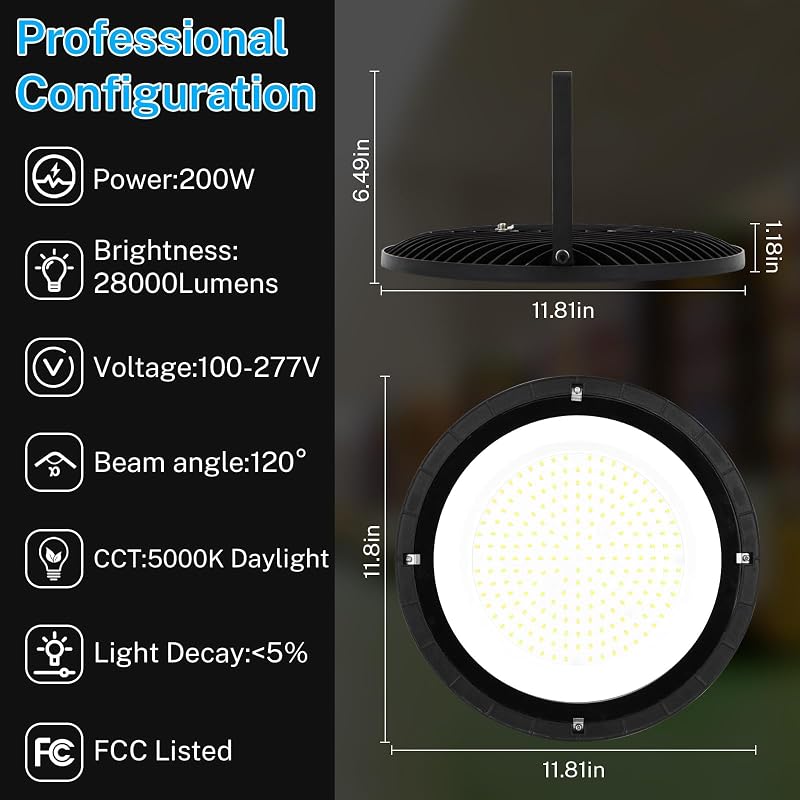 6 Luces LED Bahía Alta 200W 5000K