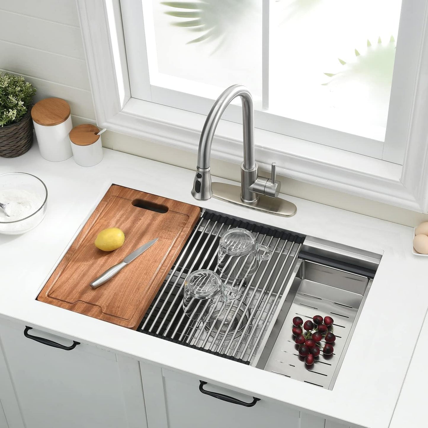 Estación fregadero cocina 27x19pulg acero inox 16-10pulg