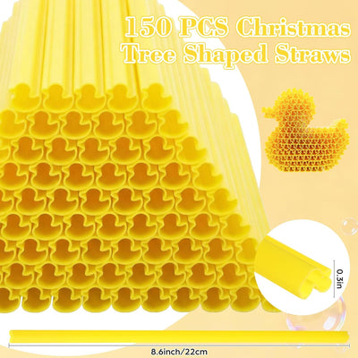 150 Popotes Plástico Reutilizables Forma Tonta Pato