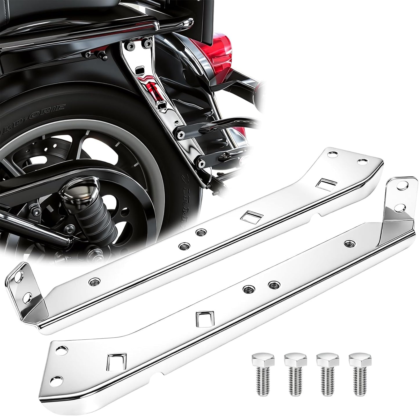 Soporte riel cromado alforjas Harley Touring 1985-08