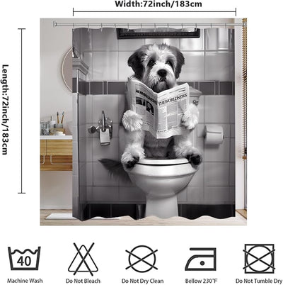 Cortina ducha perro leyendo 72x72pulg impermeable