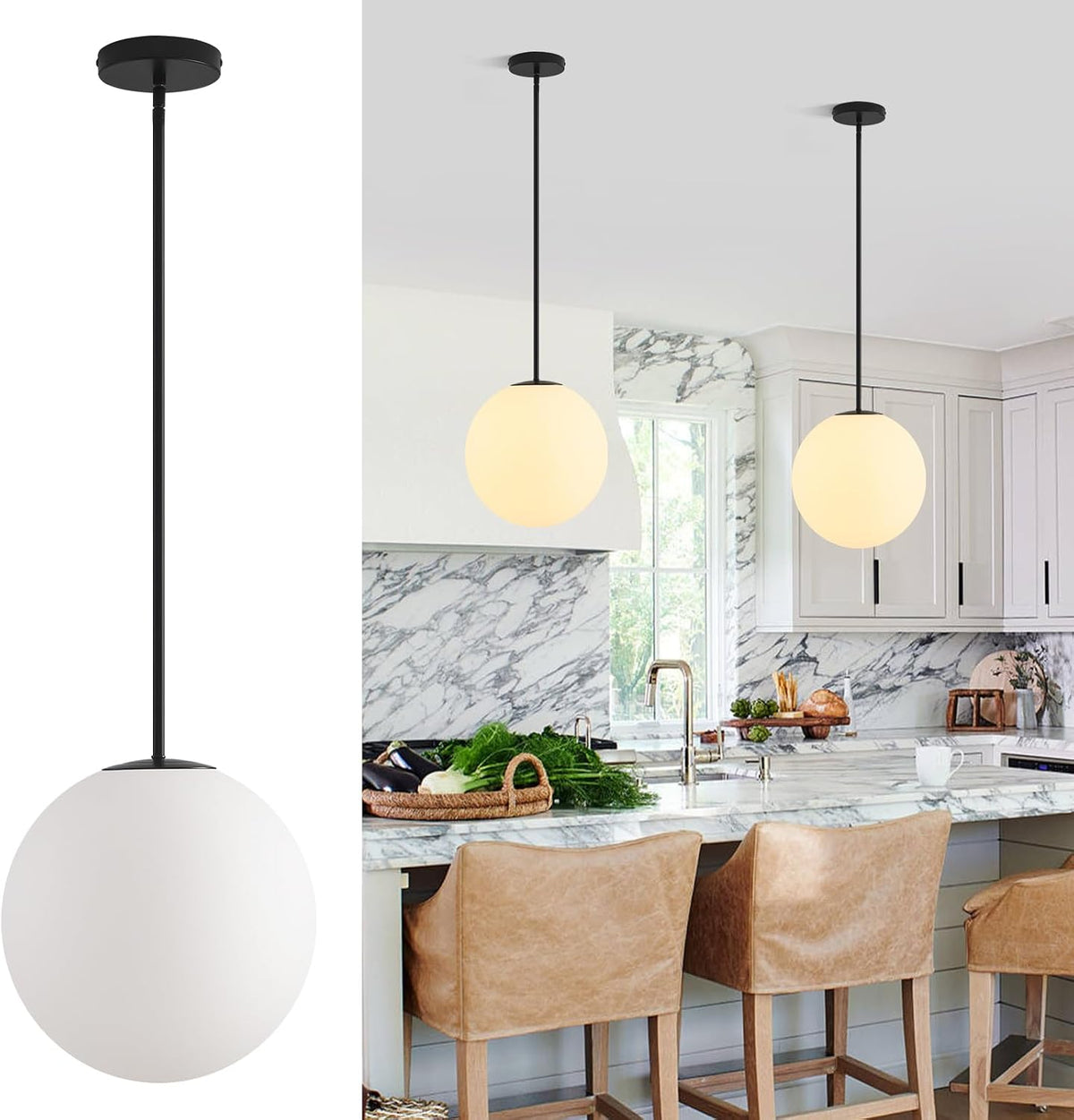 Lámpara colgante vidrio leche 11.8pulg moderna para cocina comedor