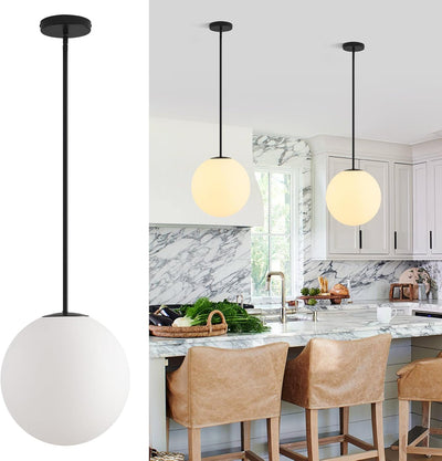 Lámpara colgante vidrio leche 11.8pulg moderna para cocina comedor