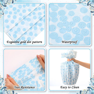 Mantel plástico 84pulg confeti lunares 3 Pzas blanco azul