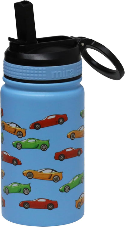 Botella agua 12oz acero inox aislada tapa popote viaje