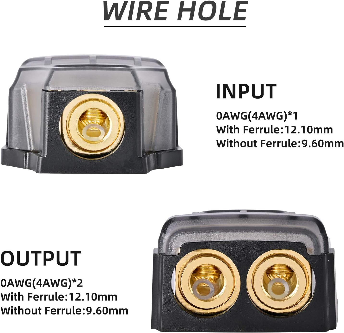 Bloque distribución energía cobre para divisor audio coche