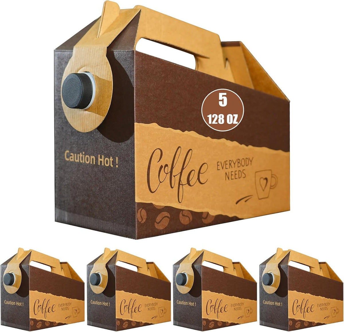 5 Pzas Dispensador Cafés 128oz Portátil con Asa y Tapas